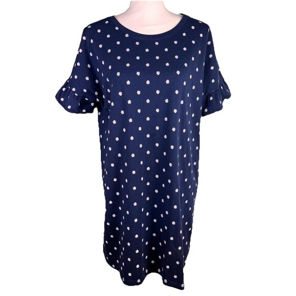 Old Navy Navy Floral Dress Size Large Daisy Comfy Casual - Picture 1 of 8